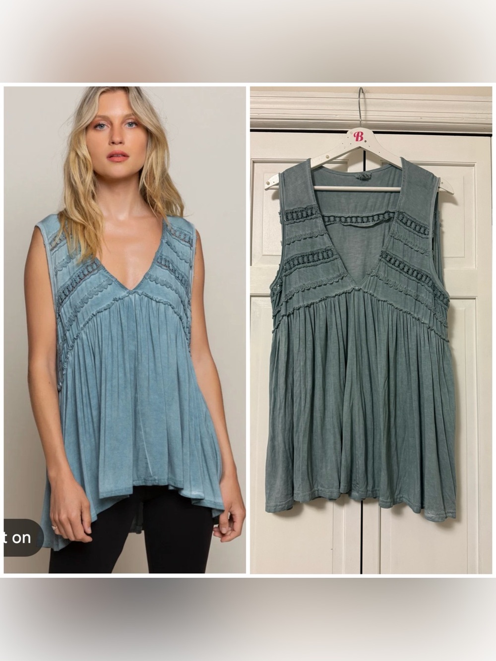 POL Crochet Tunic Tank Top High-Low Hem Boho Lagenlook Festival Country Cowgirl